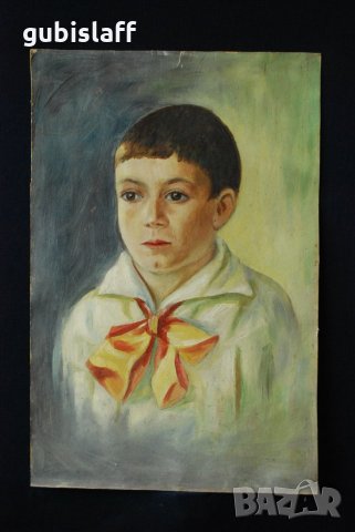 Стара картина, детски портрет, 1960-те год., снимка 2 - Картини - 28126625