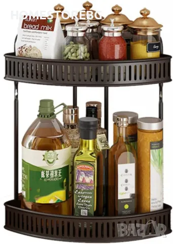 🗄️ Ъглова стойка за подправки – Органайзер с 2 нива за всеки дом! 🗄️, снимка 7 - Аксесоари за кухня - 49887938