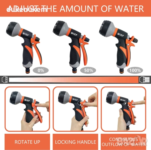 Комплект от 2 градински пистолети с 8 режима на водна струя, с конектори за маркуч, снимка 6 - Градински инструменти - 52373532