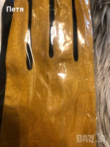 Велурени дамски ръкавици цвят горчица, снимка 2 - Други - 40827363