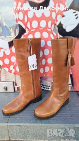 Английски дамски ботуши естествена кожа-ZARA, снимка 3 - Дамски ботуши - 39158029