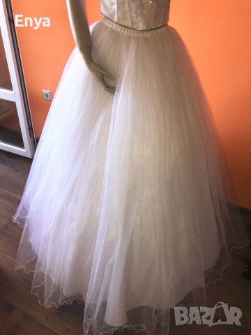 Булчинска рокля №2 - НОВА ! С воал, чанта, ръкавици и венче, снимка 6 - Сватбени рокли - 37367402