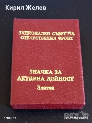 Значка за АКТИВНА ДЕЙНОСТ ЗЛАТНА рядка в кутия за КОЛЕКЦИЯ 51294, снимка 7 - Антикварни и старинни предмети - 51765556