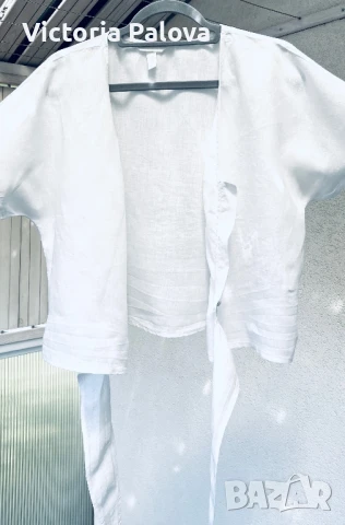 Модерен ленен топ кроп, снимка 2 - Корсети, бюстиета, топове - 51062983