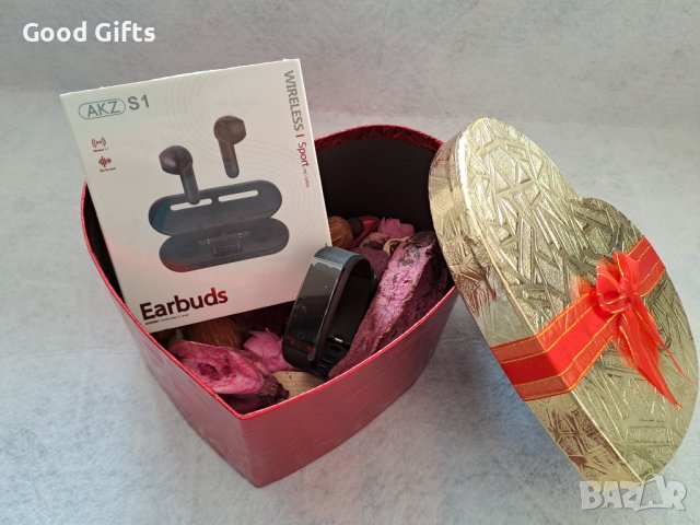 Подарък за Мъж - Смарт гривна + HD Безжични слушалки AKZ S1, снимка 2 - Подаръци за мъже - 39268192