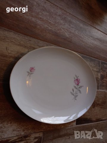 Немско порцеланово плато с рози и златен кант, снимка 4 - Прибори за хранене, готвене и сервиране - 35559860