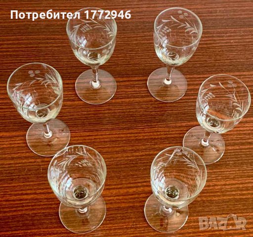 Кристални гравирани чаши на столче, снимка 5 - Чаши - 37487263