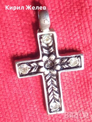 ПОСРЕБРЕН ВИНТИДЖ ФЛОРАЛНО ОРНАМЕНТИРАН НАГРЪДЕН КРЪСТ с КРИСТАЛИ 24777, снимка 9 - Колиета, медальони, синджири - 36365190