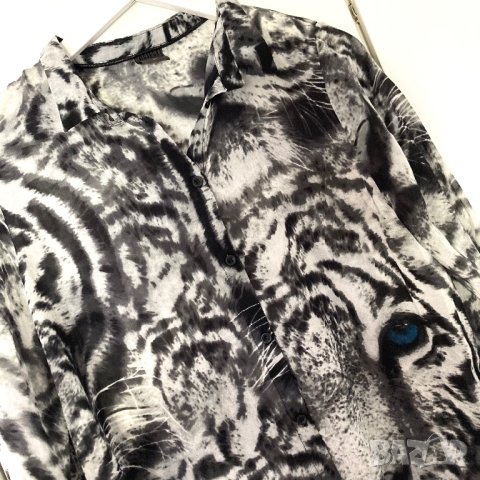 Разпродажба спешно Дамска риза с принт тигър, oversize, овърсайз, шифон, M , снимка 3 - Ризи - 43195768