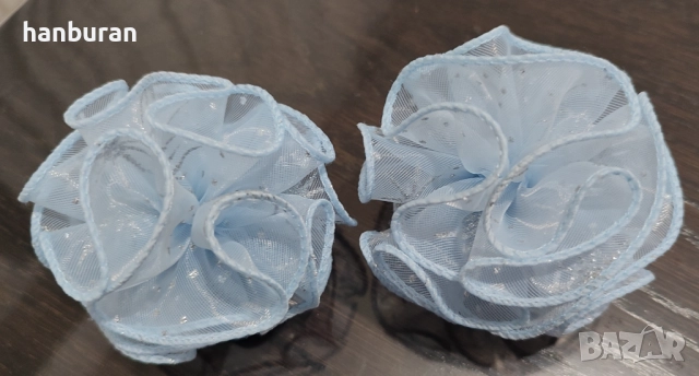 Страхотни светлосини празнични корделки с брокат, снимка 3 - Други - 52392640