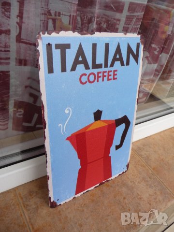 Метална табела кафе Италиянско кафе кефварка дълго домашно  , снимка 2 - Рекламни табели - 43766208