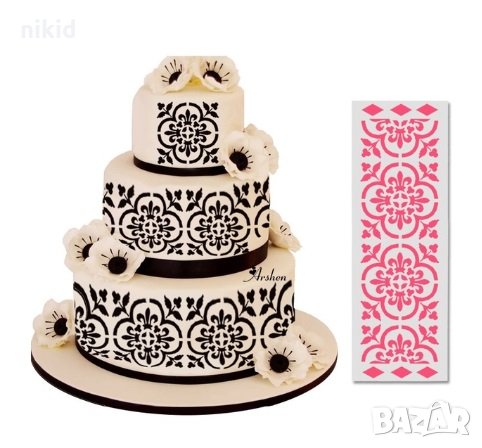 Детелини орнаменти в лента стенсил шаблон за спрей за торта украса кекс декорация с пудра захар бо