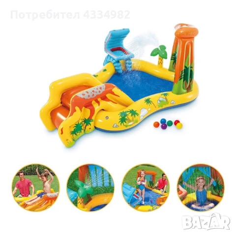 Детски надуваем басейн с пързалка Intex 57444NP Dinosaur Play Center 4в1 Надуваем център, снимка 8 - Басейни и аксесоари - 51138473