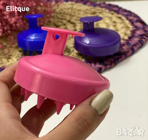 💆‍♀️ Силиконова четка за шампоан и масаж на скалпа, снимка 3 - Продукти за коса - 53577570