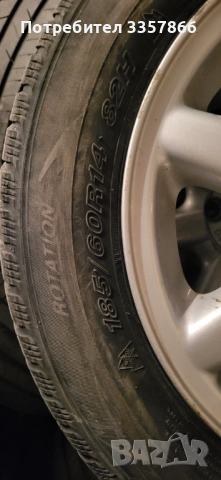 4 оригинални джанти от голф 3 с зимни гуми 185/60R14 , снимка 3 - Гуми и джанти - 52818909