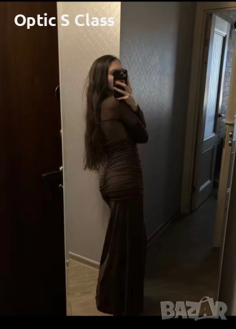 Елегантна рокля в кафяво , снимка 4 - Рокли - 53462907