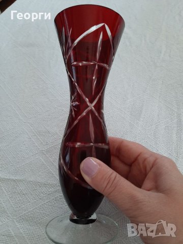 Червен кристал ваза, снимка 8 - Вази - 40423149