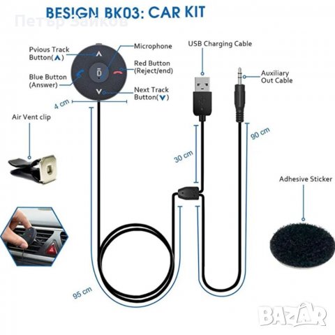 Комплект за кола Besign Bluetooth 4.1 за разговори със свободни ръце, снимка 2 - Друга електроника - 40221728