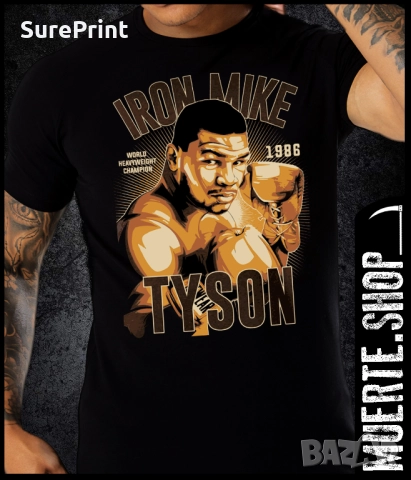Черна тениска с щампа TYSON HEAVYWEIGHT CHAMPION