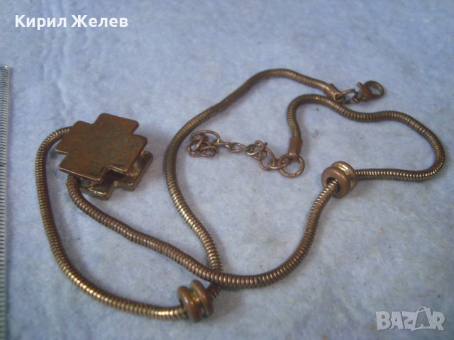 СТАРО ВИНТИДЖ АРТ ЗЛАТИСТО КОЛИЕ с КРЪСТ 23375, снимка 12 - Колиета, медальони, синджири - 37744042