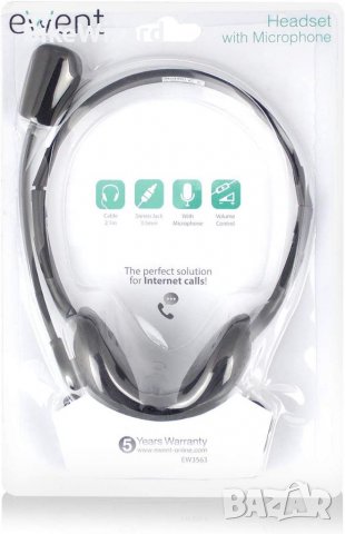 Слушалки Ewent с микрофон за компютър с контрол на звука, черни НОВО, снимка 4 - Слушалки за компютър - 38802939