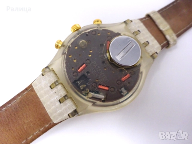 Мъжки кварцов часовник хронограф Swatch със седефен циферблат, снимка 5 - Дамски - 51883162