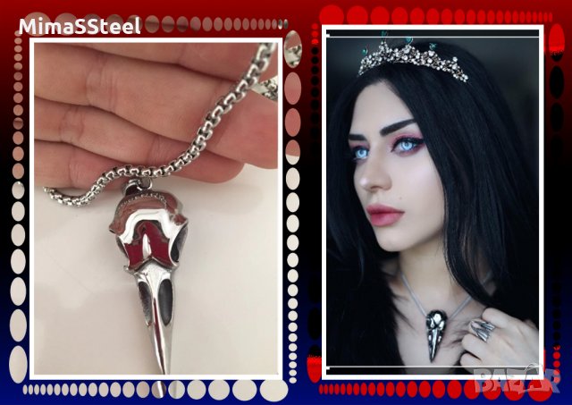 МАСИВНО Колие “Гарванът на Один” стомана S. Steel 316L, снимка 7 - Колиета, медальони, синджири - 27825048