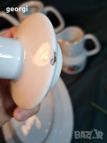 български порцелан плато чайник каничка и чаша 30/4, снимка 6 - Сервизи - 52730072