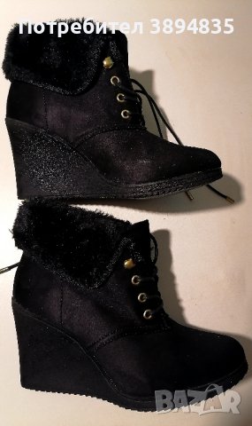 Боти с висока платформа с пух и естествен велур whitemt 37 номер, снимка 4 - Дамски боти - 43301289