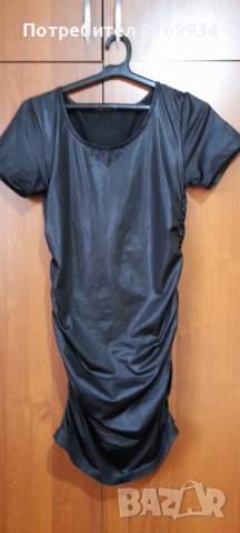 Черна кожена рокля нова размер S/M, снимка 1 - Рокли - 39811401