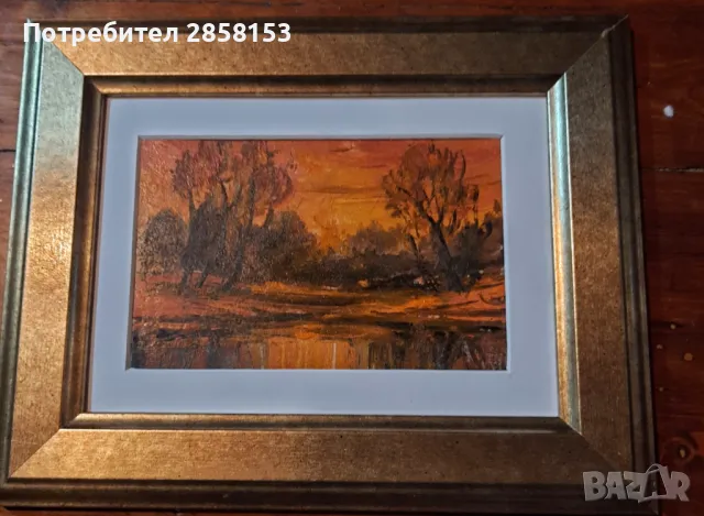 Стара картина маслени бои на картон