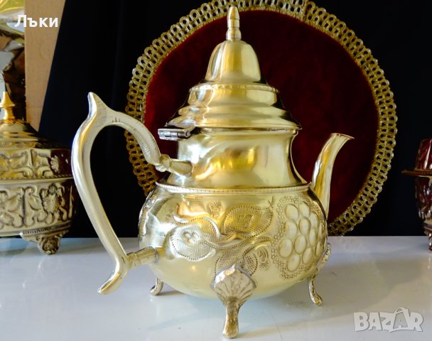 Марокански бронзов чайник,кана,маркиран. , снимка 6 - Антикварни и старинни предмети - 40147286