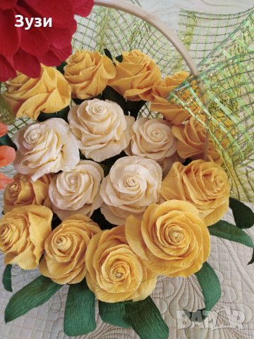 Кошница с цветя от хартия, снимка 3 - Декорация за дома - 26771002