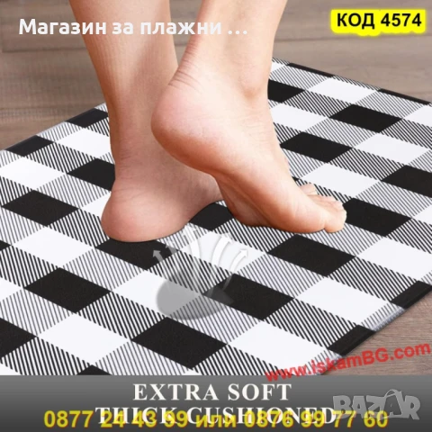 Водоустойчива пътека за кухня – ЧЕРНО-БЯЛО КАРЕ - КОД 4574, снимка 3 - Аксесоари за кухня - 50888086