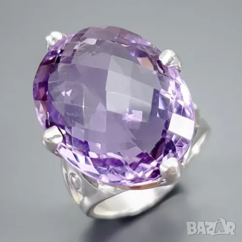 925 сребърен пръстен с натурален аметист 29 карата, подходящ за подарък, снимка 1