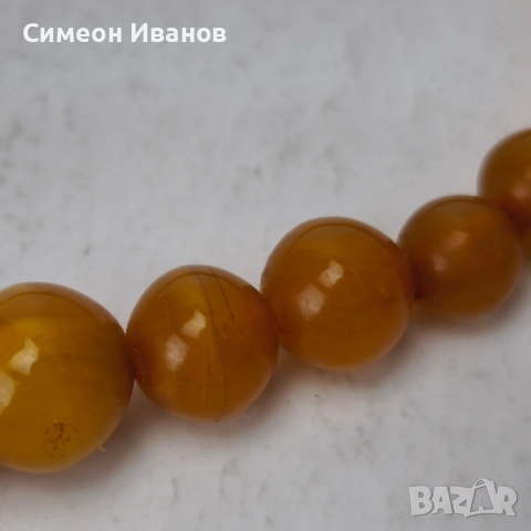 Стар гердан колие бакелит фатуран кехлибарен цвят  #6178, снимка 10 - Антикварни и старинни предмети - 51531504