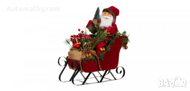 Коледна декоративна фигура Дядо Коледа с шейна, Automat 40см 