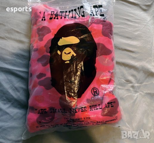Суичър (блуза с качулка) Bape A Bathing Ape Pink Camo M L XL 2XL розов, снимка 9 - Суичъри - 36744454