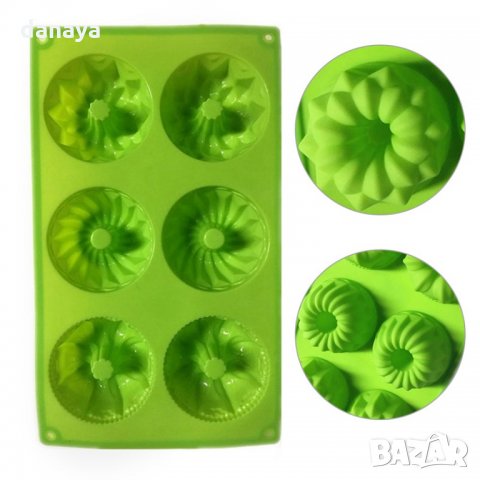 424 Силиконова форма за мъфини кексчета с 6 гнезда, снимка 2 - Форми - 27195538