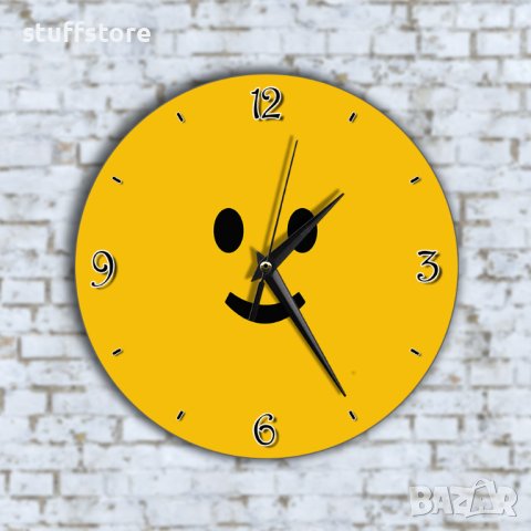 Стенен Часовник - Жълт Часовник Усмихната Емотиконка, снимка 1