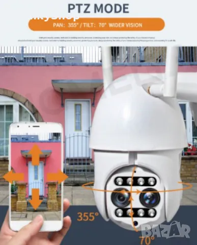 Двойна WiFi безжична IP камера 2MP FULL-HD1080P с цветно нощно виждане, снимка 6 - Камери - 48111047