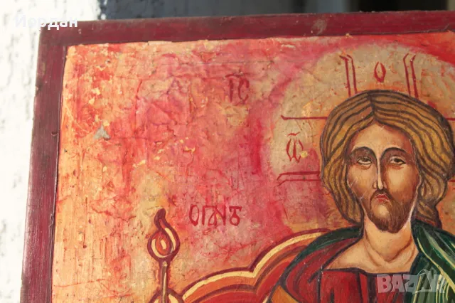 Стара икона ''Христос Пантократор'', снимка 2 - Антикварни и старинни предмети - 47805270