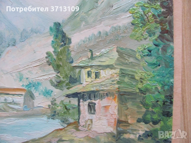 Майсторска стара Картина масло, картон , 31х20см., снимка 8 - Картини - 51522012