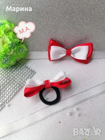 Панделка за коса в бяло и червено., снимка 12 - Аксесоари за коса - 49221922