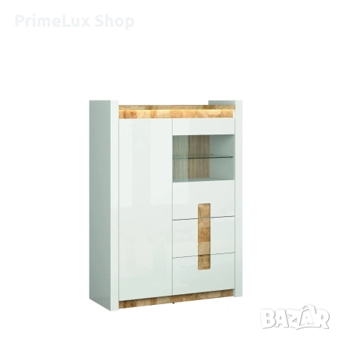 Витрина ALAMEDA REG1W1D2S бял лак/дъб уест/бял лак , снимка 4 - Шкафове - 53172309