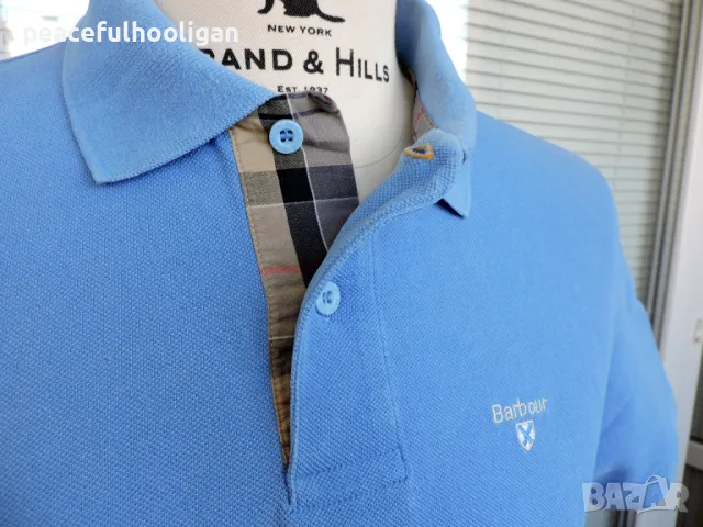 Barbour Mens Blue Cacual Polo Shirt - страхотна маркова тениска с яка размер M , снимка 4 - Тениски - 49345075