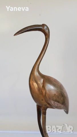 Vintage бронзова статуетка на жерав, снимка 3 - Статуетки - 53115227