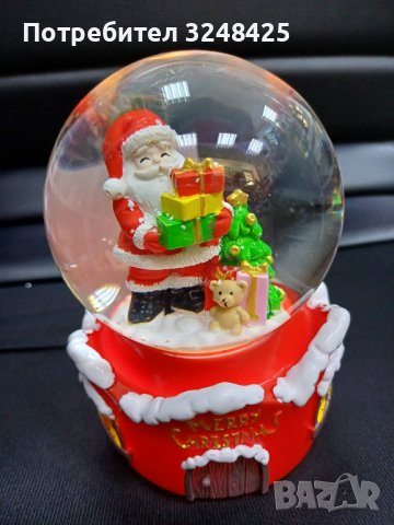 Коледно преспапие с Дядо Коледа  и мече , снимка 6 - Декорация за дома - 43195074