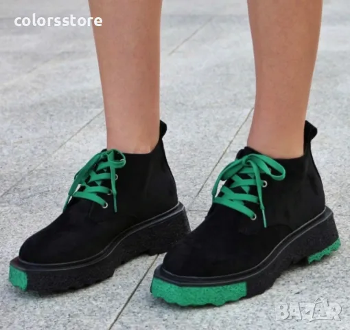 Равни боти - черно и зелено велур - DSK12, снимка 2 - Дамски боти - 47465938