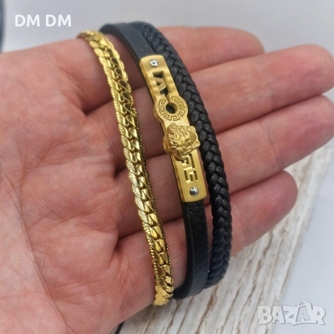 Мъжки комплект гривни с 18k позлата 